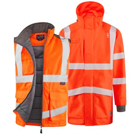 Leo Workwear Clovelly Hi Vis 3-in-1 Anorak with Torrington Bodywarmer