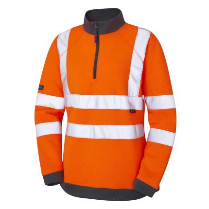 Leo Workwear Elberry Ecoviz Hi Vis Womens 1/4 Zip Sweatshirt