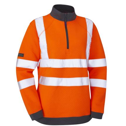 Leo Workwear Elberry Ecoviz Hi Vis Womens 1/4 Zip Sweatshirt 2