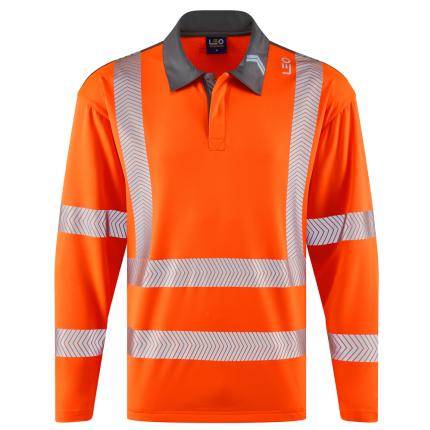 Leo Workwear Georgeham Ecoviz Hi Vis Coolmax High Performance Sleeved Polo Shirt