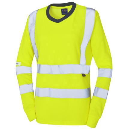 Leo Workwear Lydford Ecoviz Hi Vis Comfort Womens Sleeved T-Shirt