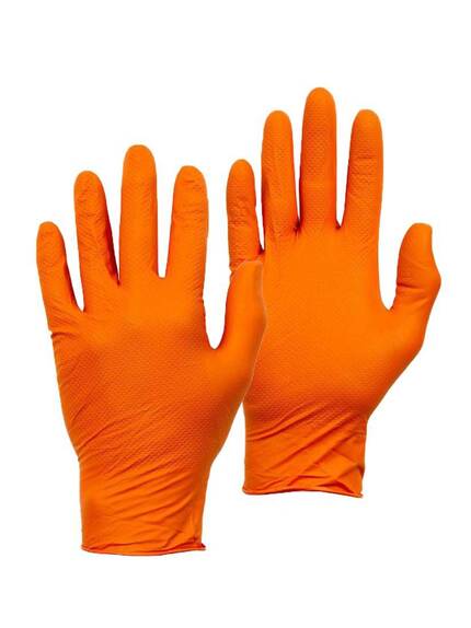 Orange Nitrile Fish Grip Gloves (50 Pairs)