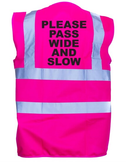 Please Pass Wide And Slow Equestrian Printed Hi Vis Waistcoat Vest?