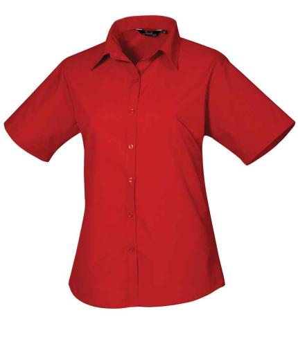 Premier Ladies Short Sleeve Poplin Blouse