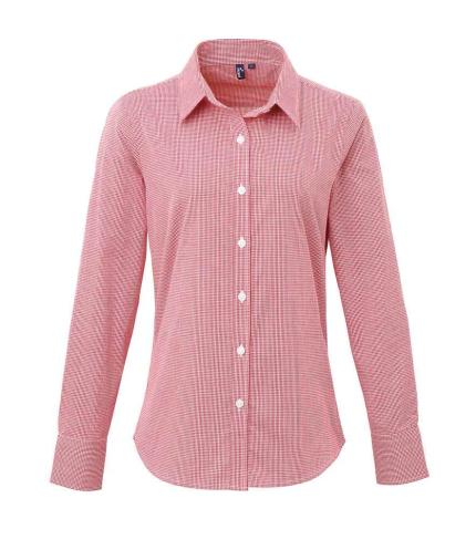 Premier Ladies Gingham Long Sleeve Shirt 0