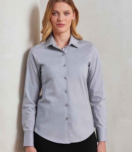 Premier Ladies Long Sleeve Stretch Fit Poplin Shirt 3
