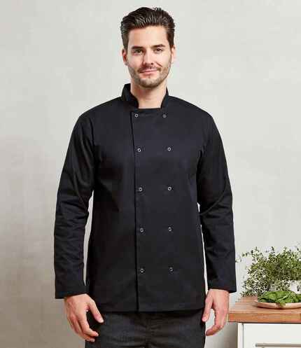 Premier Unisex Long Sleeve Stud Front Chef's Jacket 3