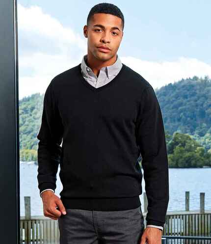 Premier Knitted Cotton Acrylic V Neck Sweater 1