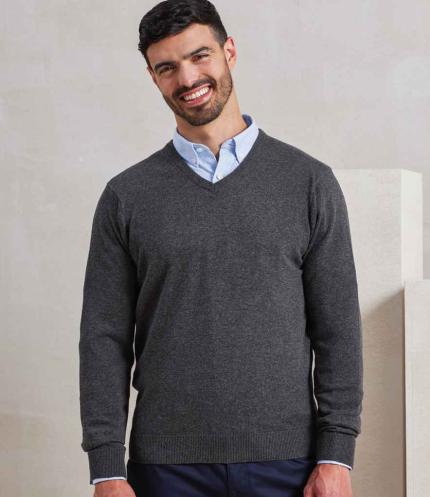 Premier Knitted Cotton Acrylic V Neck Sweater 1