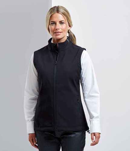 Premier Ladies Windchecker® Recycled Printable Soft Shell Gilet - Black ...