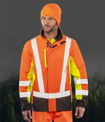 Result Recycled Three Layer Printable 3-Tone Safety Soft Shell Jacket 4
