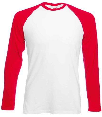 Fruit of the Loom Contrast Long Sleeve Baseball T-Shirt