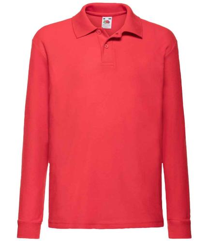 Fruit of the Loom Kids Long Sleeve Poly/Cotton Piqué Polo Shirt