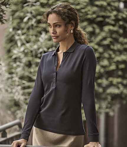 Tee Jays Ladies Luxury Stretch Long Sleeve Polo Shirt 3
