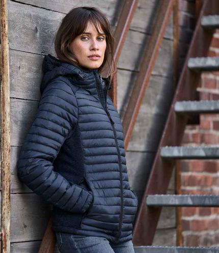 Tee Jays Ladies Crossover Hooded Padded Outdoor Jacket 3