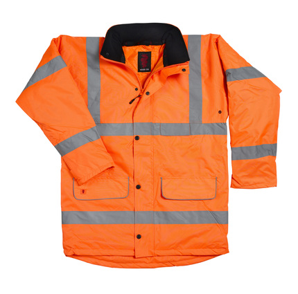 Warrior Hi-Vis Traffic Jacket Fleece Lined Collar 0