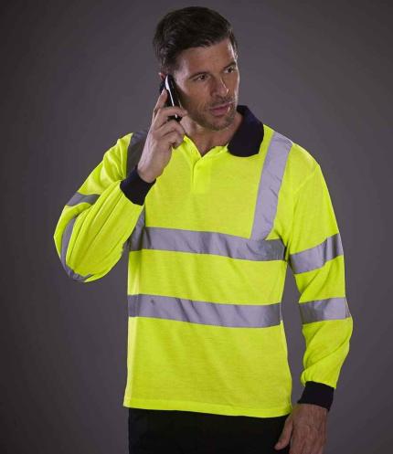 Yoko Hi-Vis Long Sleeve Polo Shirt 1