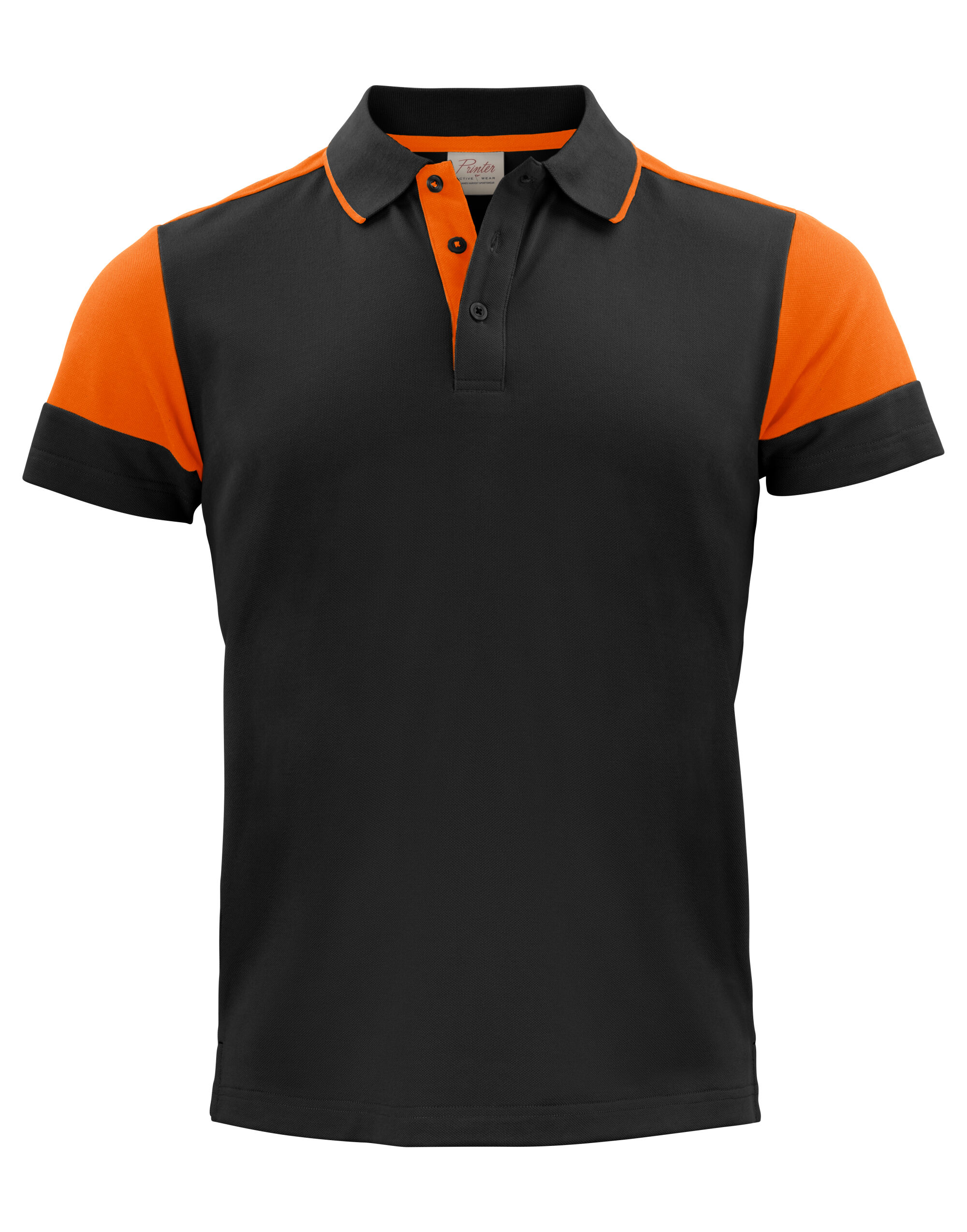 Printer Prime Sustainable Two-Tone Poloshirt - Black/Orange