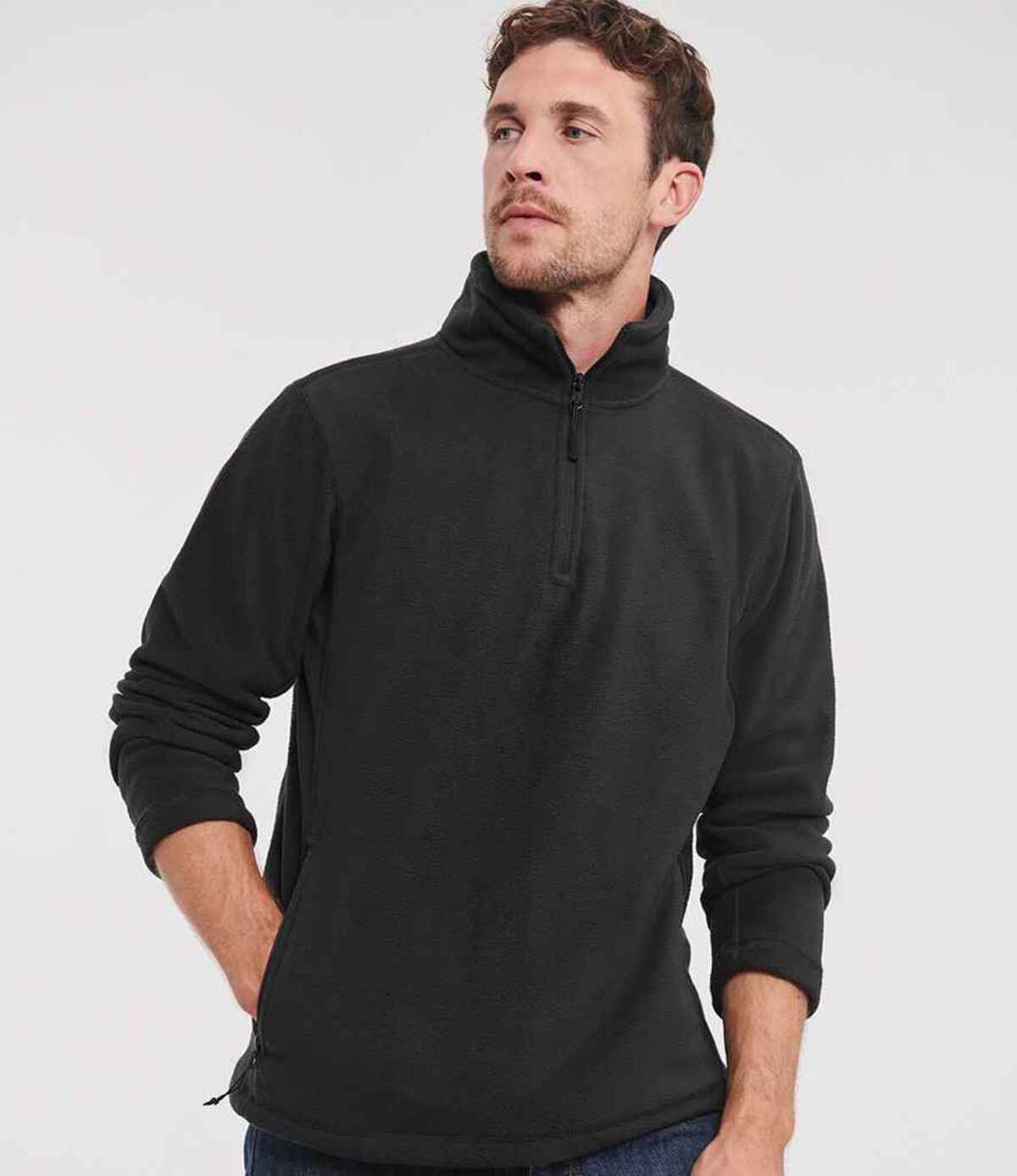 Russell Zip Neck Outdoor Fleece - Black | Order Uniform UK Ltd