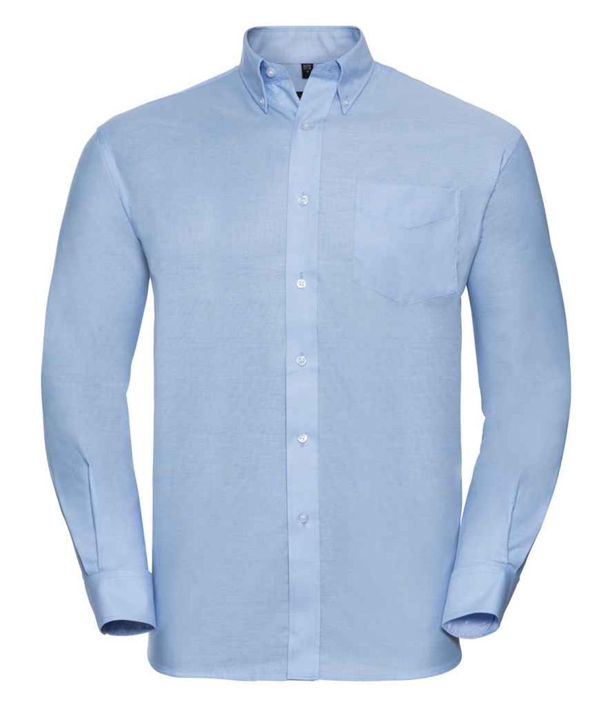 Russell Collection Long Sleeve Easy Care Oxford Shirt - Oxford Blue ...