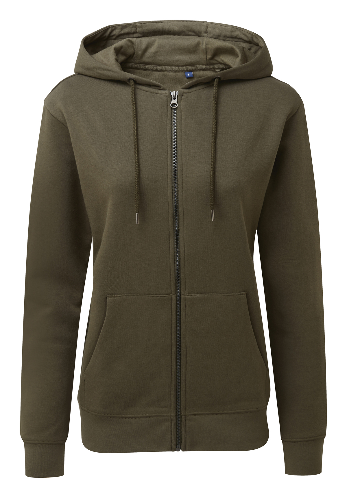 Asquith Fox Womens Zip Through Organic Hoodie Olive Order Uniform UK Ltd