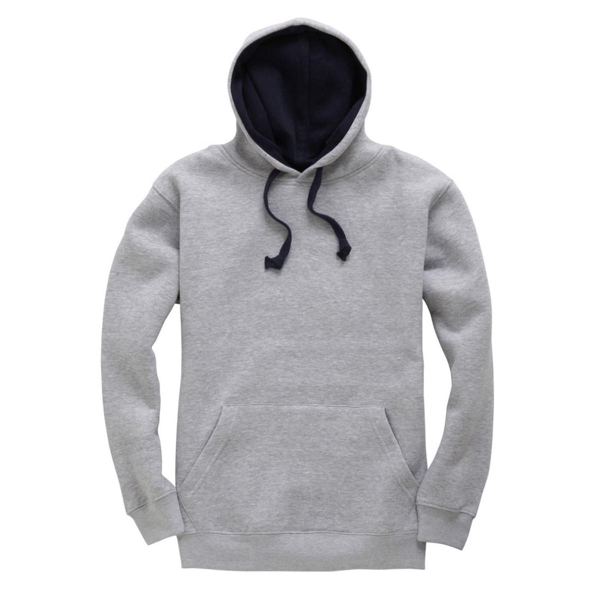 Cotton Ridge Premium Contrast Hoodie (W73) - Grey/Navy