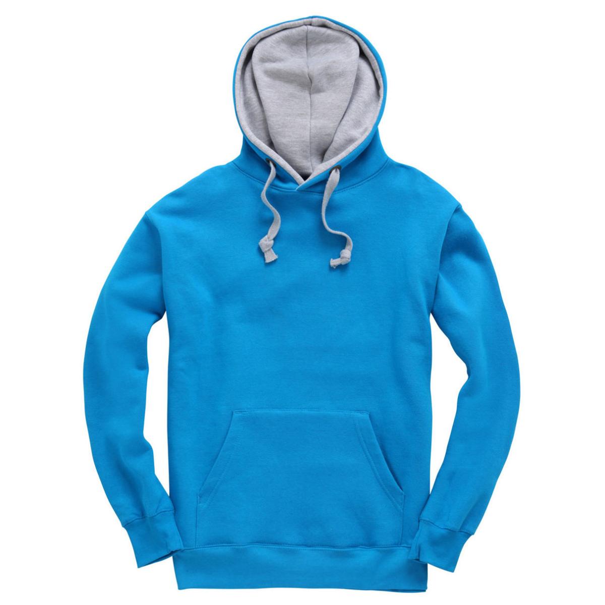 Cotton Ridge Premium Contrast Hoodie (W73) - Turquoise/Grey