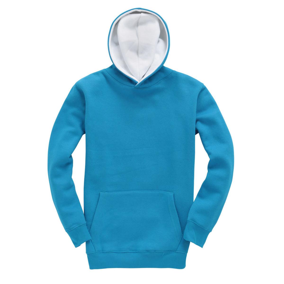 Cotton Ridge Premium Kids Contrast Hoodie (W73K) - Electric Blue ...