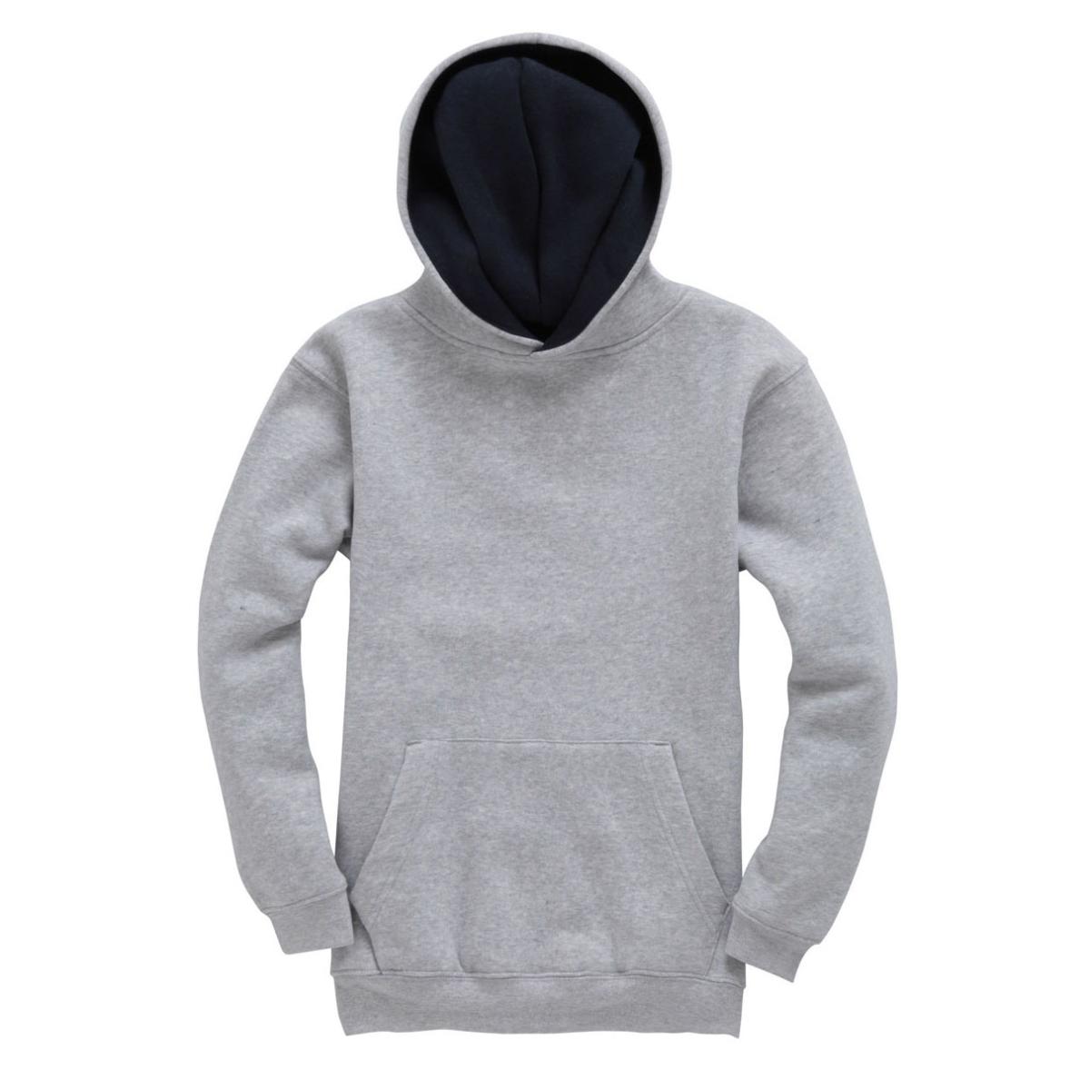 Cotton Ridge Premium Kids Contrast Hoodie (W73K) - Grey / Navy