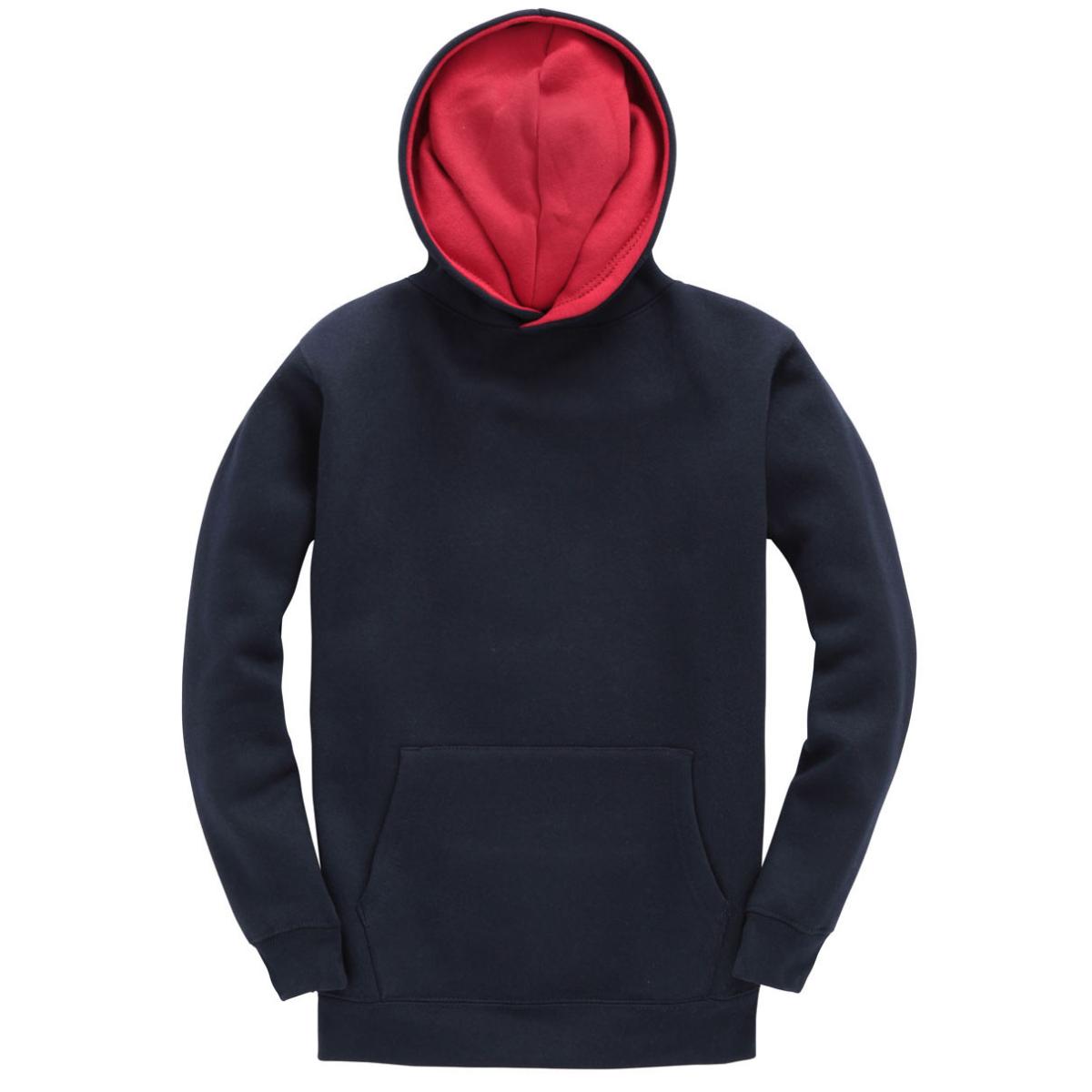Cotton Ridge Premium Kids Contrast Hoodie (W73K) - Navy / Red