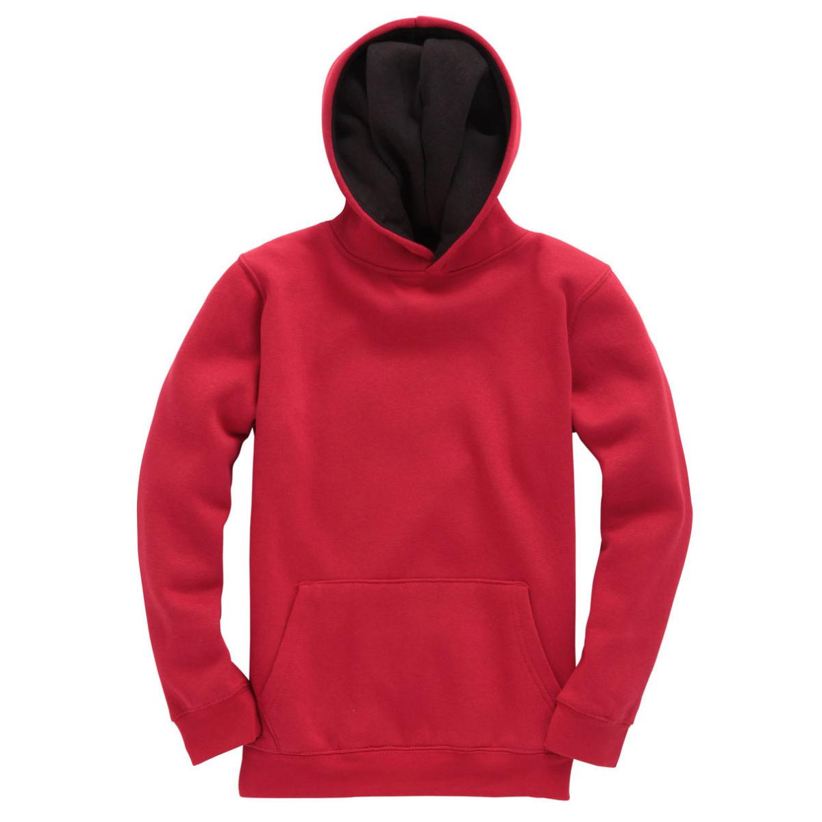 Cotton Ridge Premium Kids Contrast Hoodie (W73K) - Red / Black