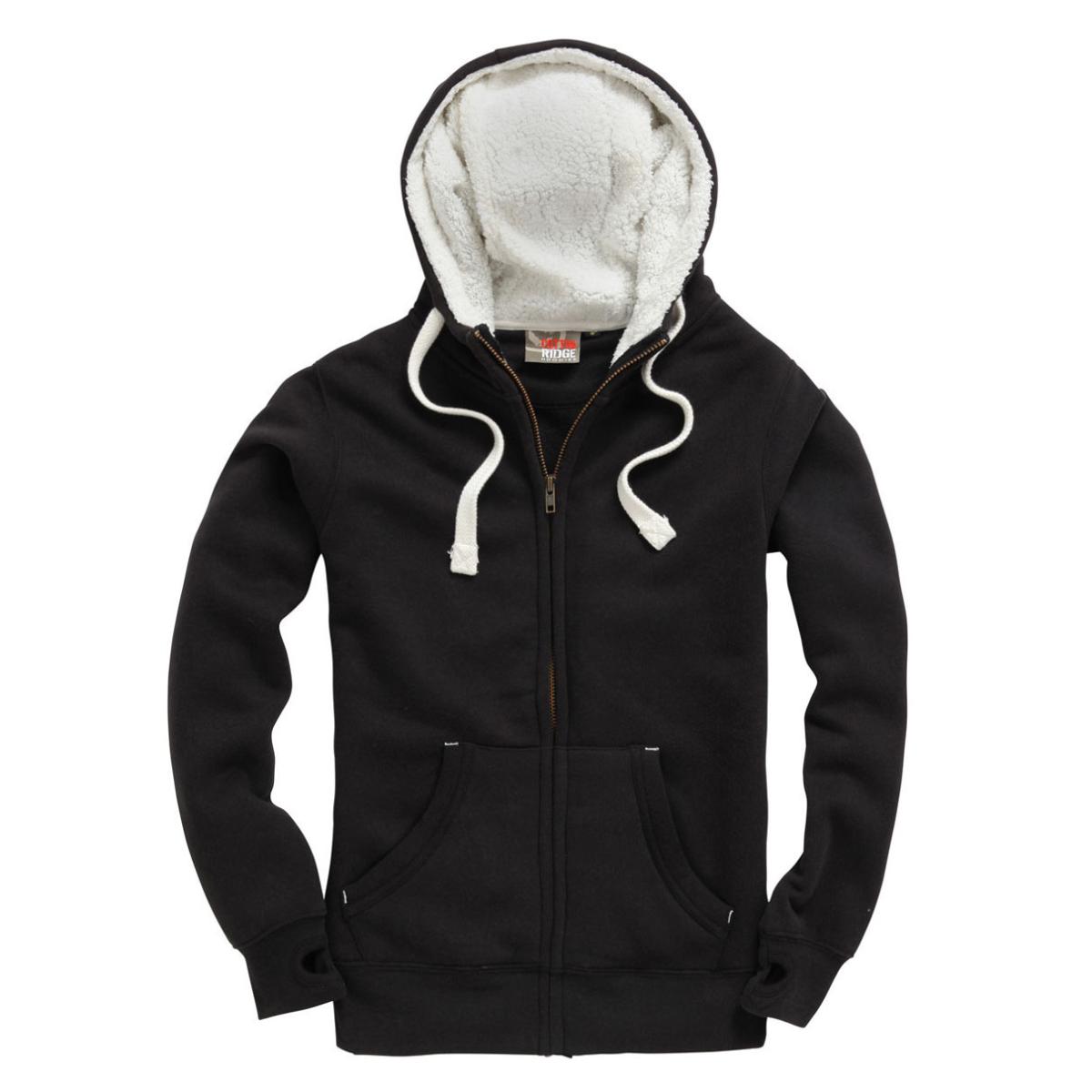Cotton Ridge Sherpa Fleece Zip Hoodie-Peach Finished (F15) - Dusty Black