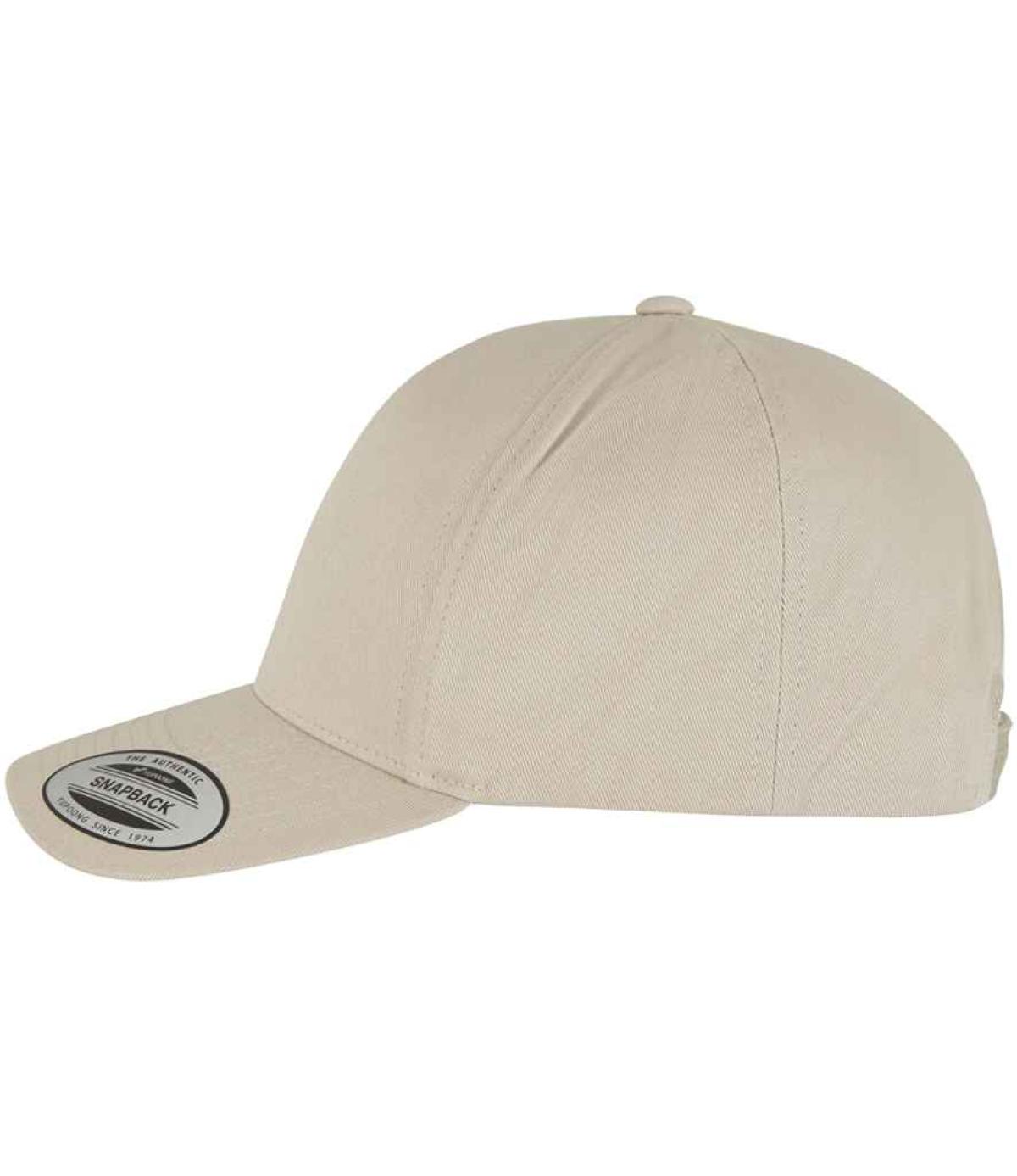 Flexfit 5 Panel Curved Classic Snapback Cap - Beige