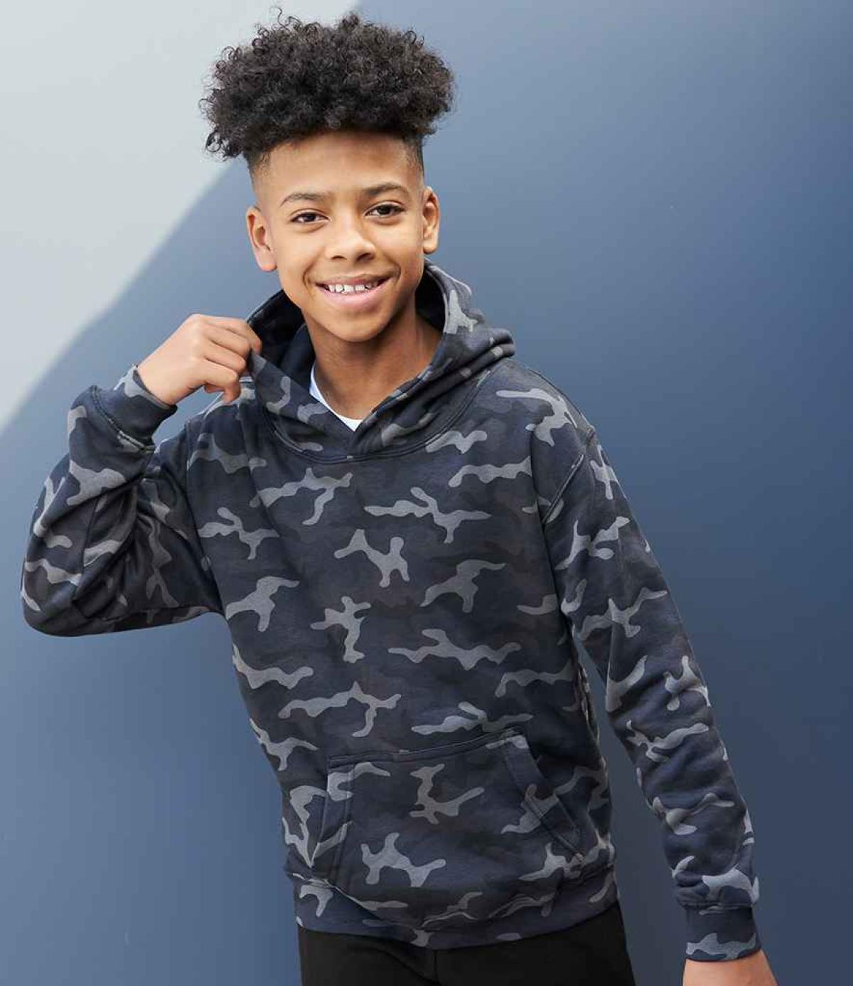 AWDis Kids Camo Hoodie - Black Camo | Order Uniform UK Ltd