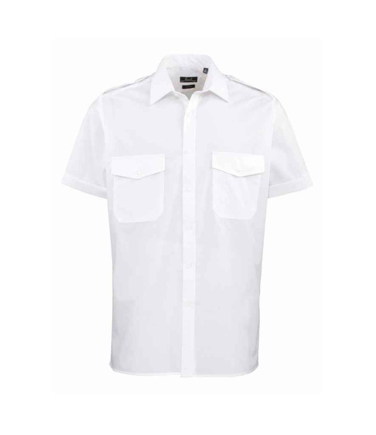 Premier Short Sleeve Pilot Shirt - White | Order Uniform UK Ltd