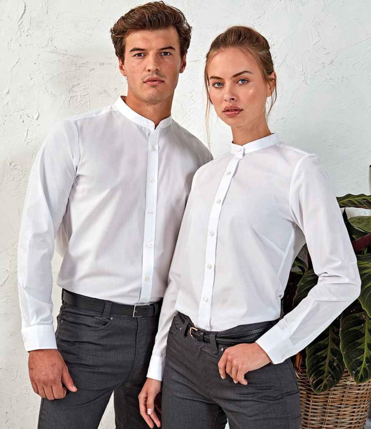 Premier Long Sleeve Grandad Shirt - White | Order Uniform UK Ltd