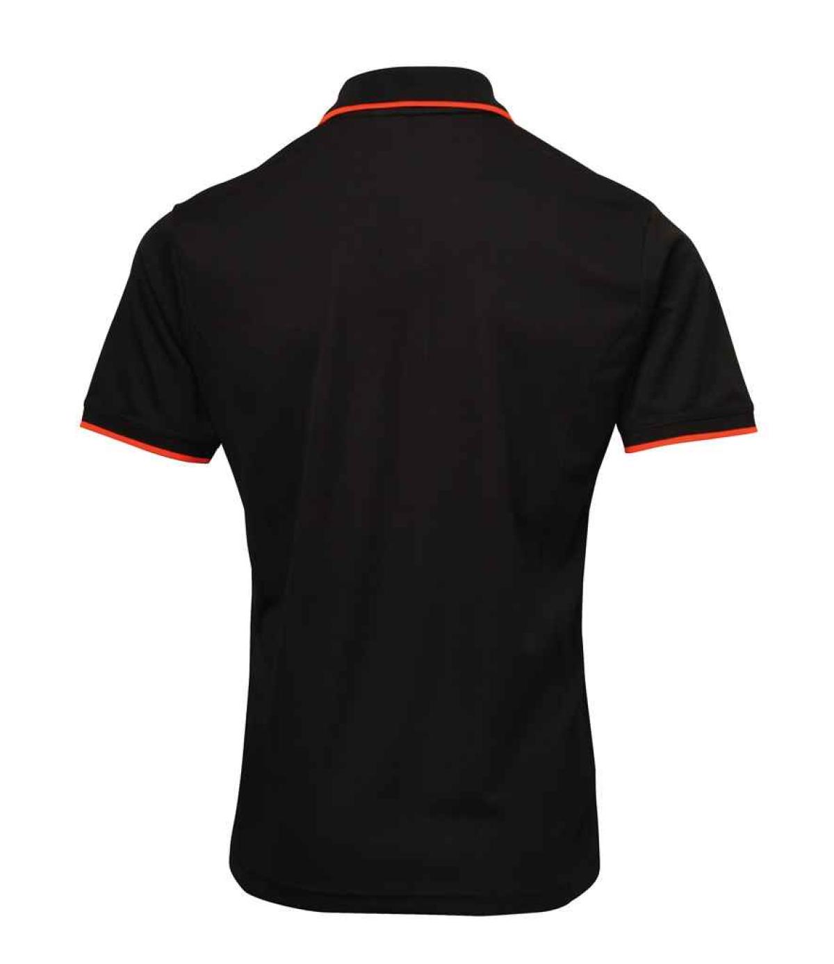 Premier Contrast Coolchecker® Piqué Polo Shirt - Black/Orange | Order ...