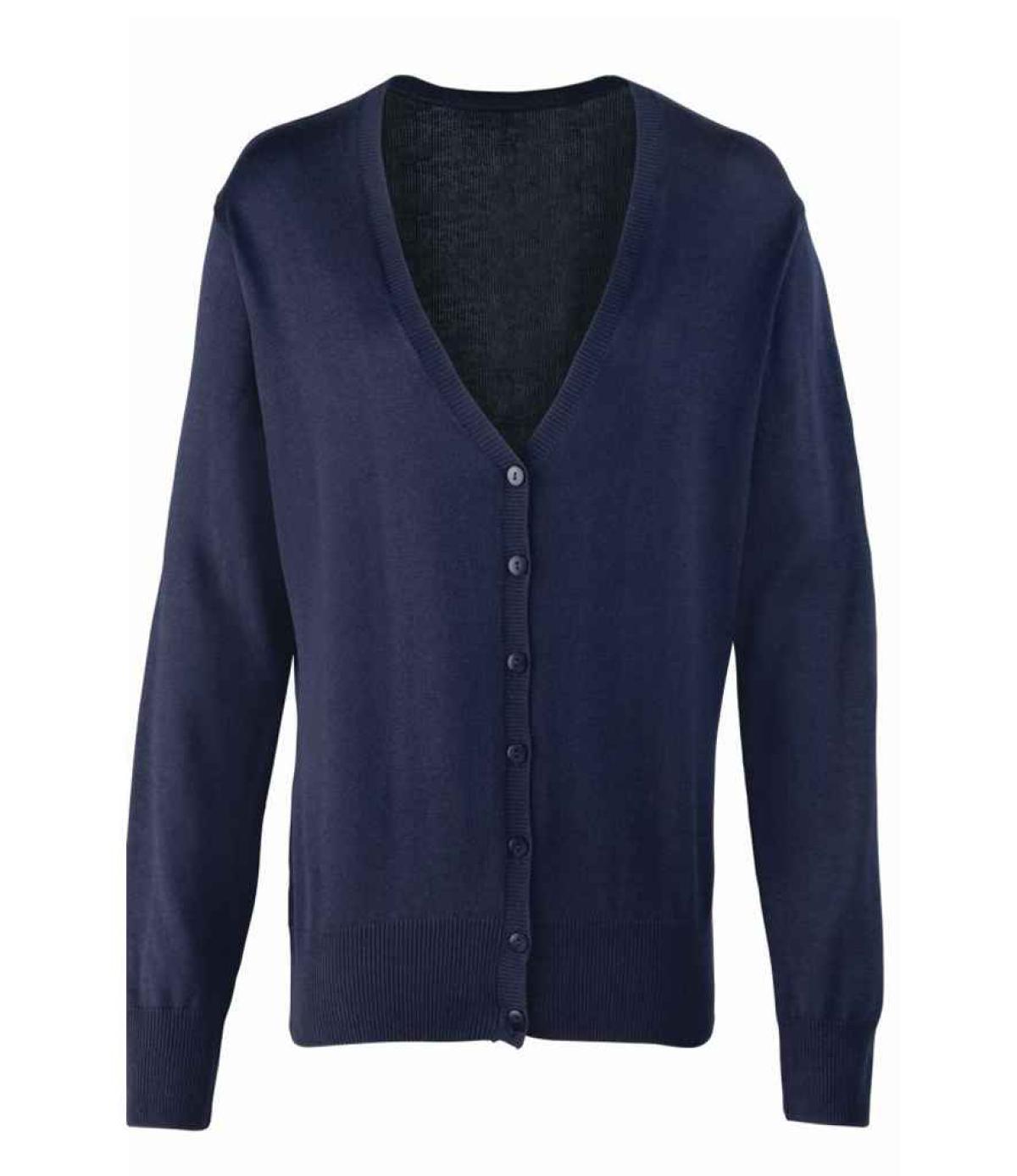 Premier Ladies Cotton Acrylic V Neck Cardigan Navy Order Uniform UK Ltd