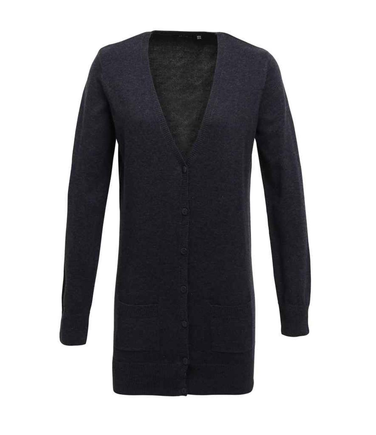 Premier Ladies Longline V Neck Cardigan - Charcoal | Order Uniform UK Ltd