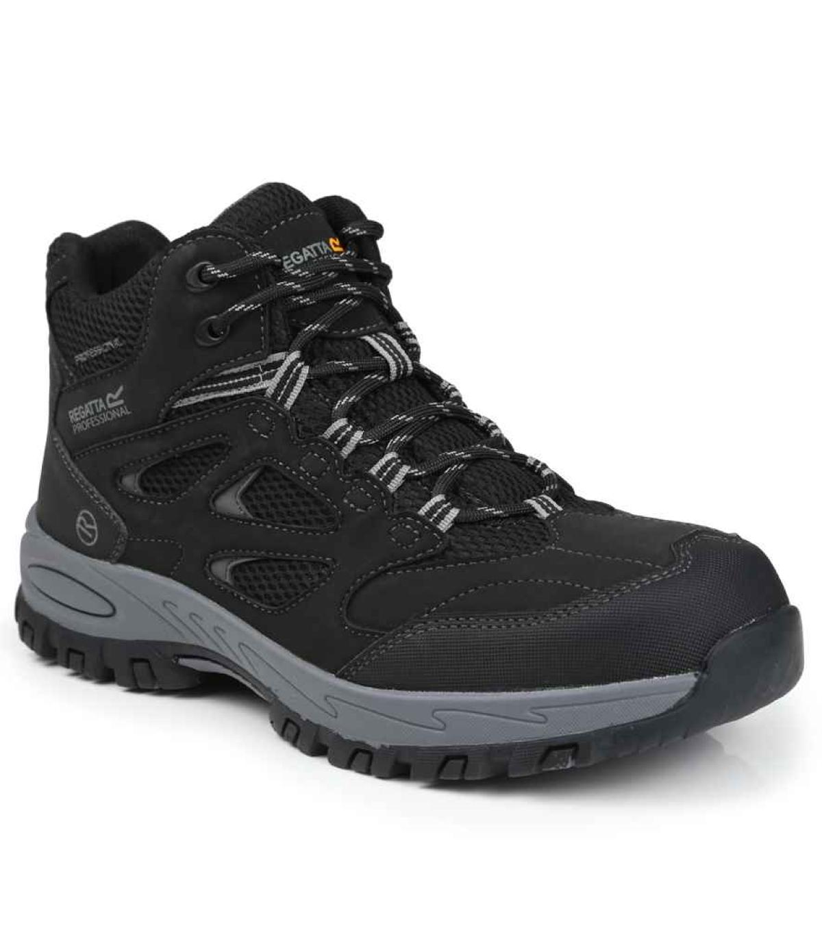 Regatta Safety Footwear Mudstone S1P Safety Hikers - Black/Granite ...