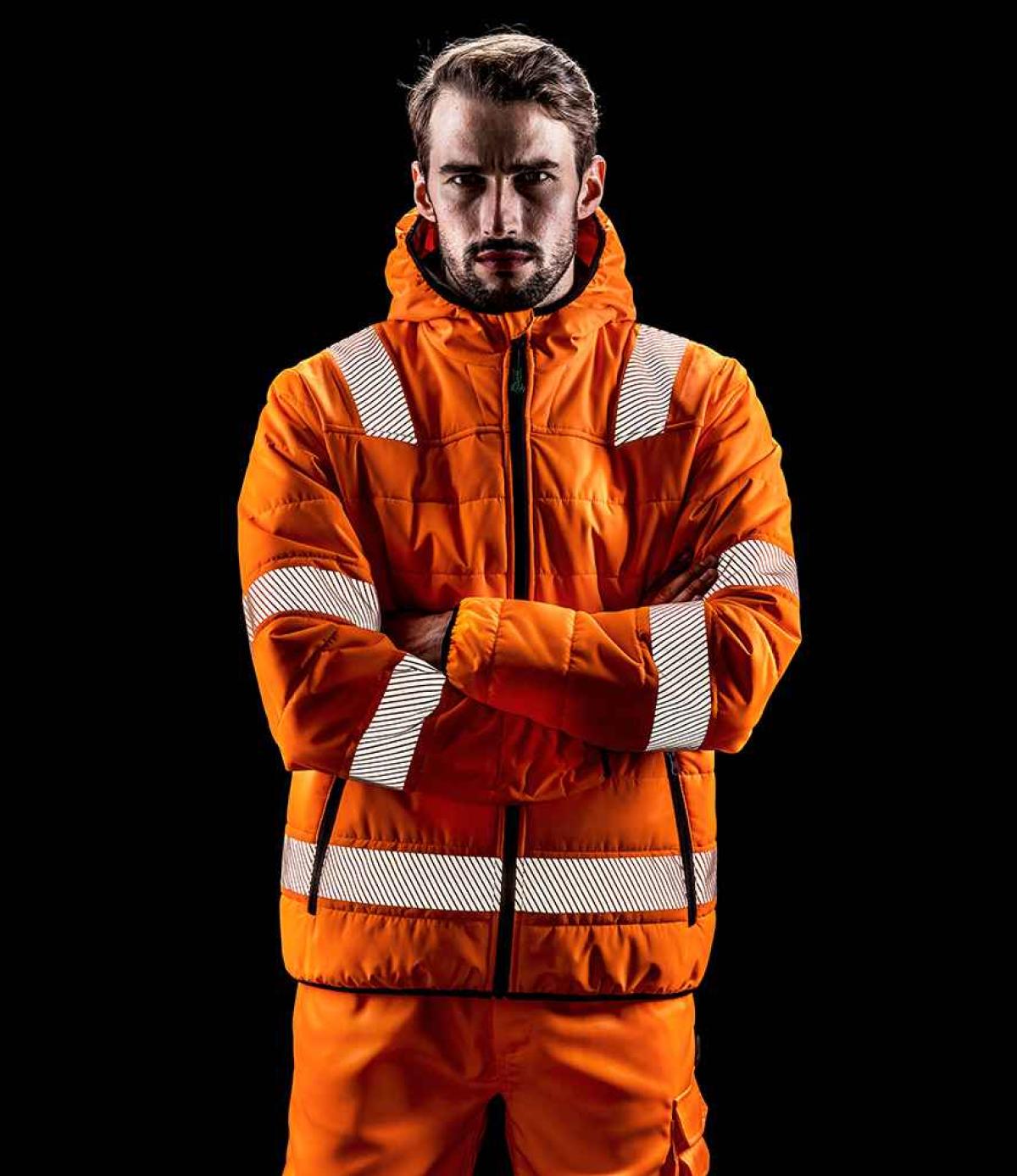 Result R230f Jacket Result Recycled Ripstop Padded Safety Jacket - Fluorescent Orange